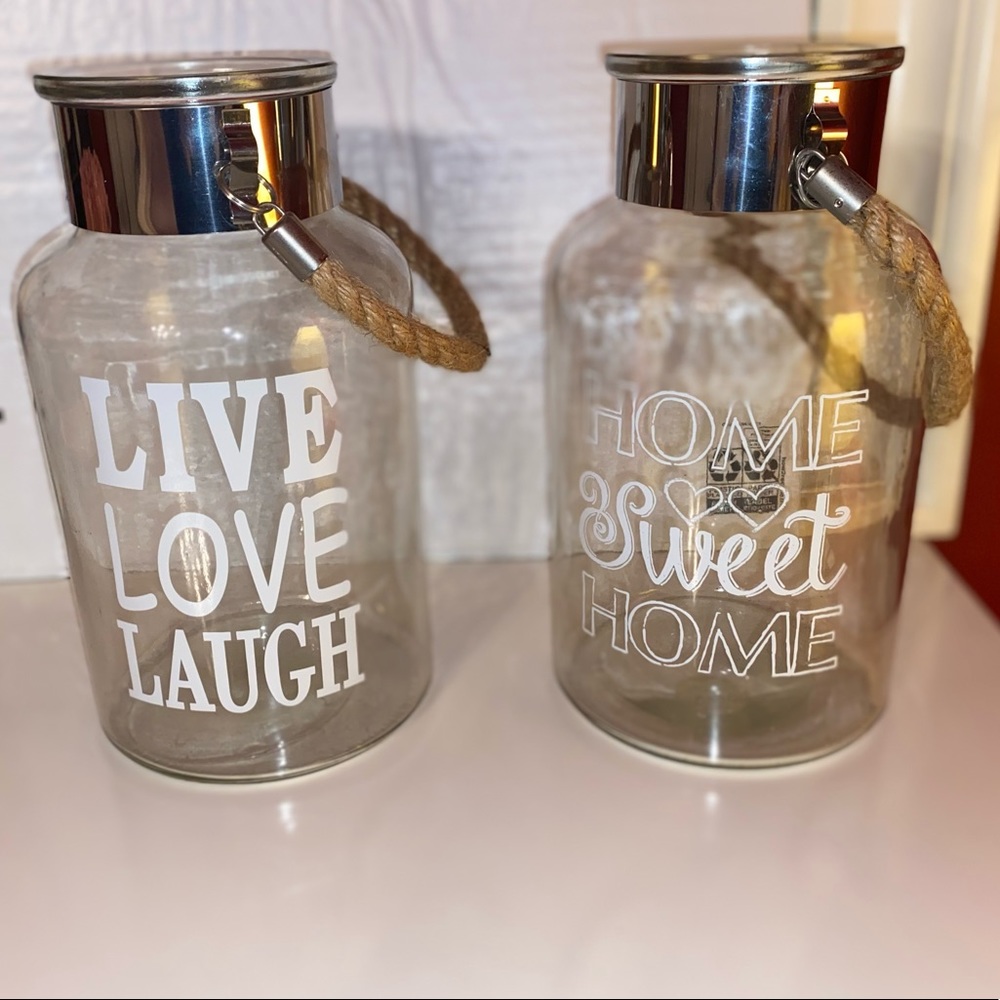 Two Glass Farmhouse Vases